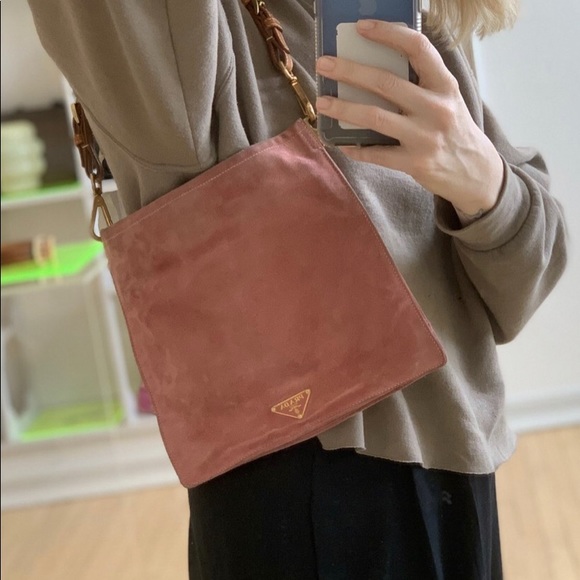 Prada Handbags - Vintage Pink Prada suede Bag ✨